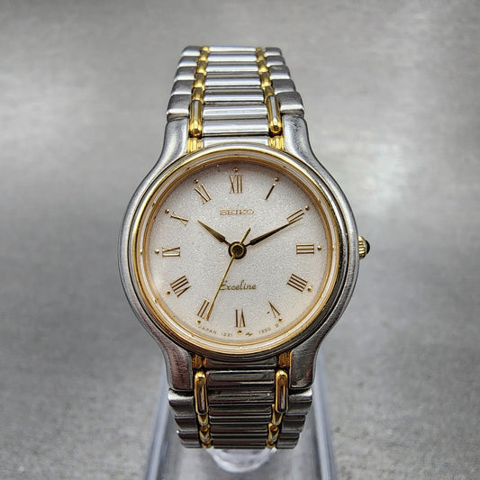Seiko Exceline Watch Women 23mm White Dial Two Tone 12210190 New Battery0