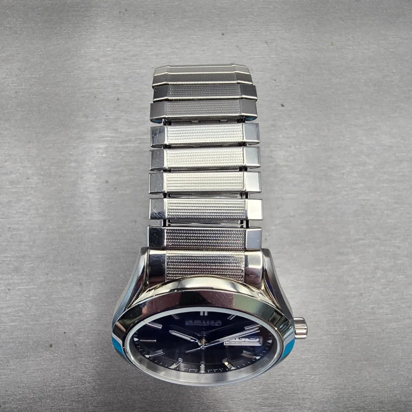 Seiko Watch Men 37mm Blue Dial Silver Tone Daydate Round 7N43-9070 New Battery4