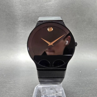 Movado Museum Watch Men 32mm Black Dial Black Tone Round 84-40-880-A PARTS6