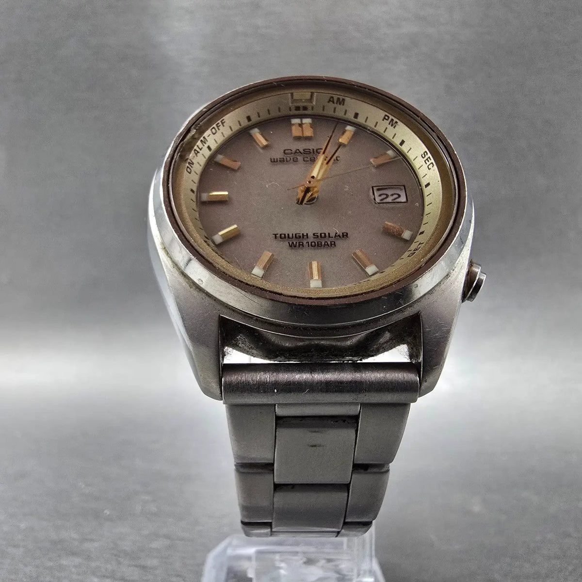 Casio Waveceptor WVQ-110TDJ Watch Men 39mm Gold Dial Titanium Date JDM PARTS6