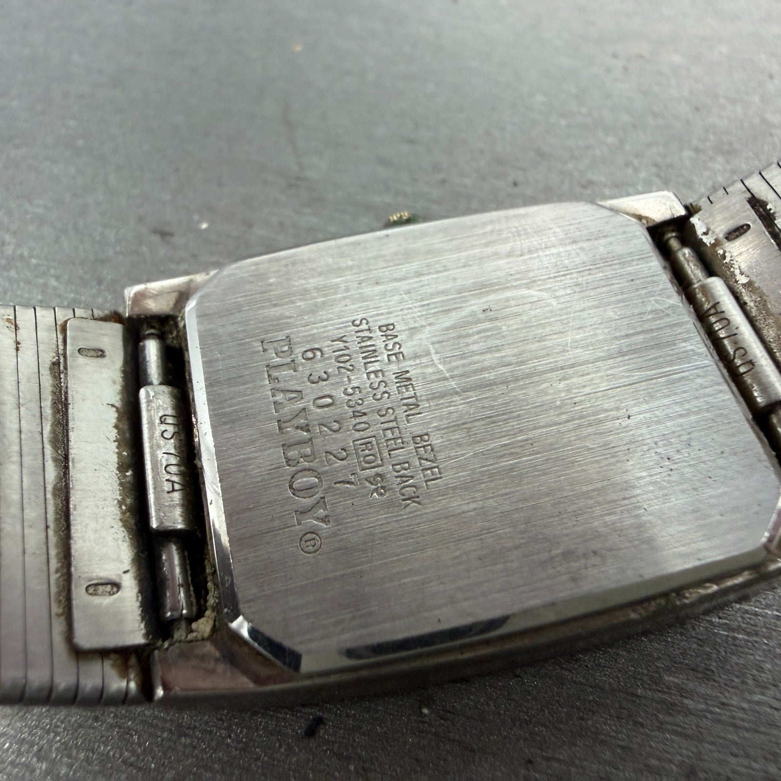 Seiko Playboy Tank Watch Men 25mm Gray Dial Two Tone Date Y102-5340 New Battery9