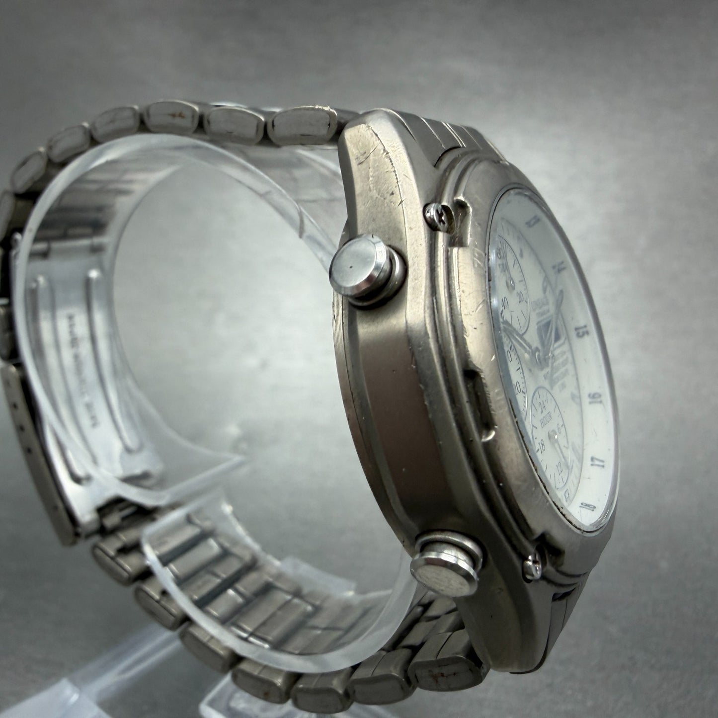 Casio Lineage LIS-001 Watch Men 41mm White Dial Titanium Alarm Chrono New batt3