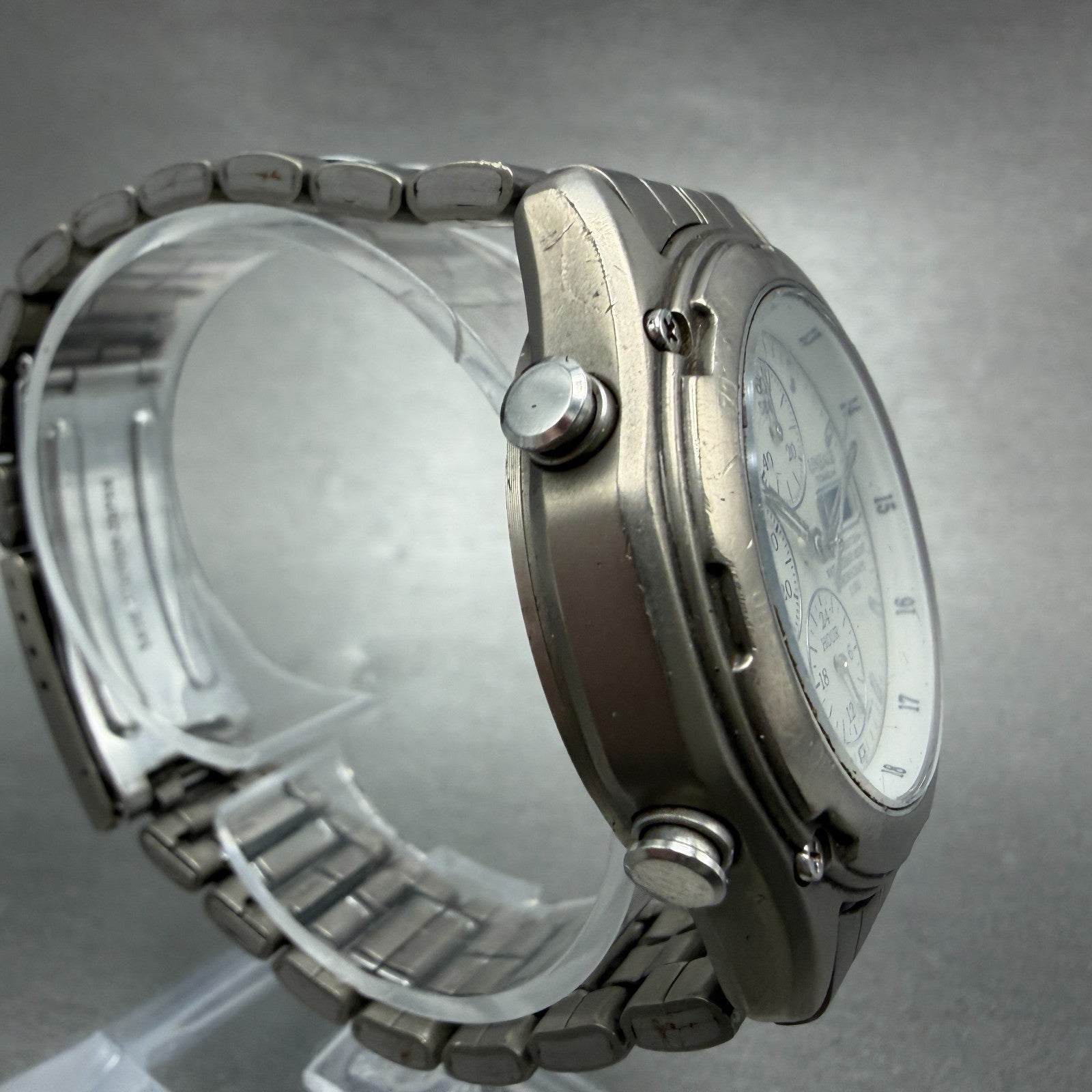 Casio Lineage LIS-001 Watch Men 41mm White Dial Titanium Alarm Chrono New batt3