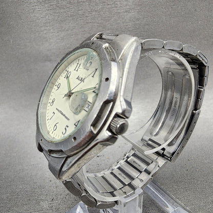 Seiko Alba Watch Men 39mm White Dial Silver Tone Date V7320S00 New Battery2