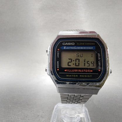 Casio A168 Watch Men 36mm Digital Silver Tone Octagon Alarm Chrono New Battery5