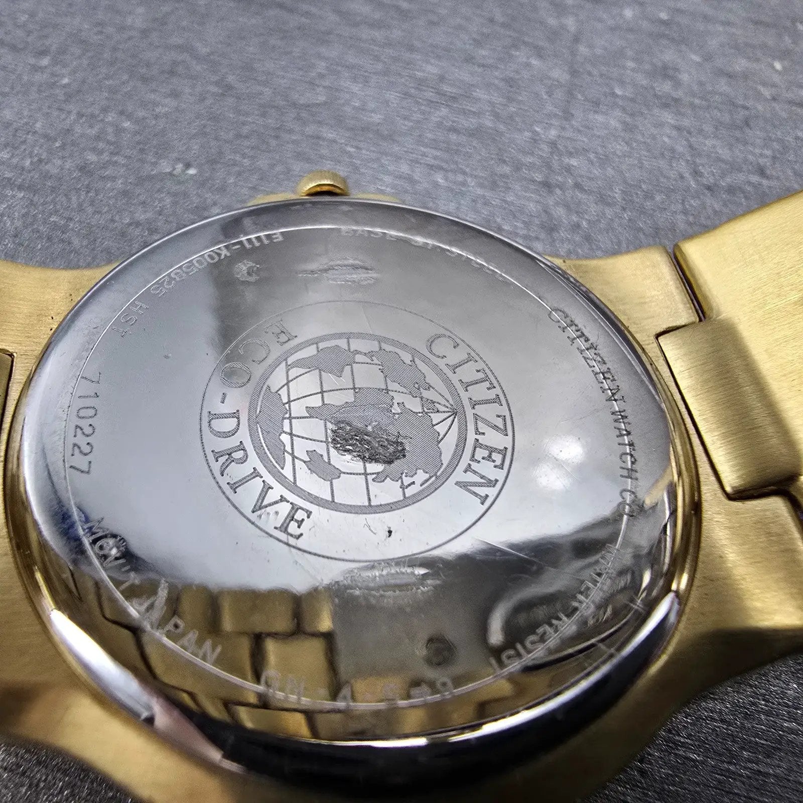 Citizen Eco-Drive Watch Men 37mm Black Dial Gold Tone Date E111-K005825 PARTS7