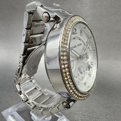 Michael kors Parker Chronograph Watch Women 39mm White Dial Steel Date New Batt3