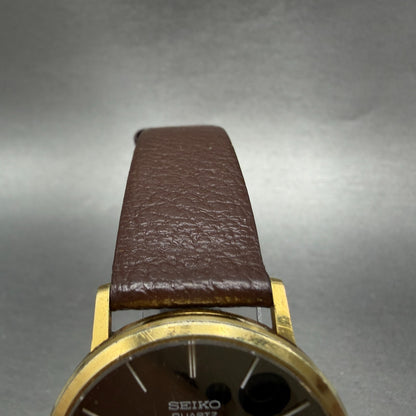 Seiko Watch Men 34mm Gold Mirror Dial Gold Tone Round 4100-9007 New Battery4