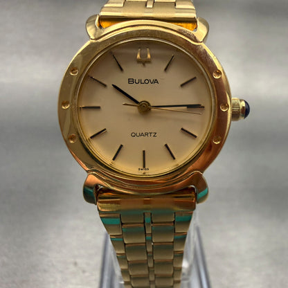 Bulova Watch Women 24mm Champagne Dial Gold Tone Round New Battery VTG5