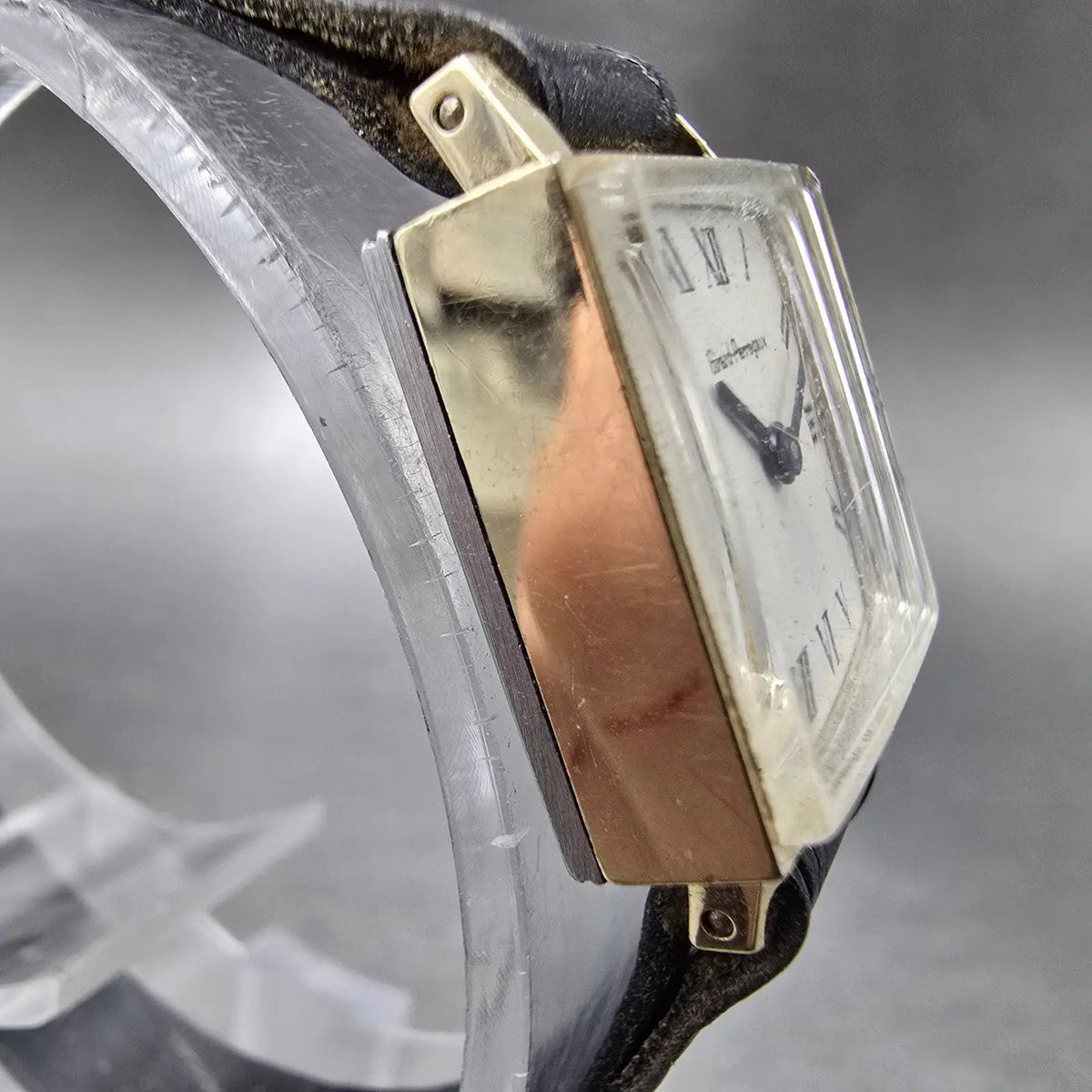 Girard Perreguax Tank Watch Women 17mm White Dial Gold Plated Manual Wind Runs4