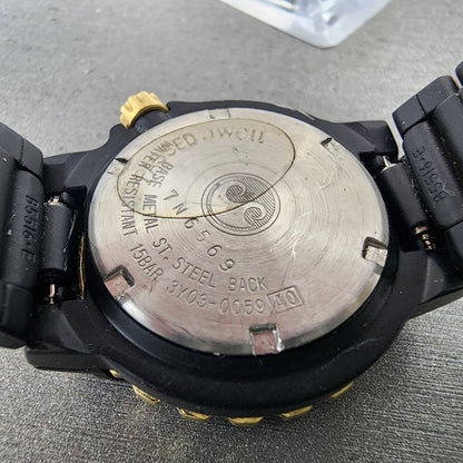 Seiko Sports 150 Watch Women 29mm Gold Dial Black Tone Daydate Round New Batt