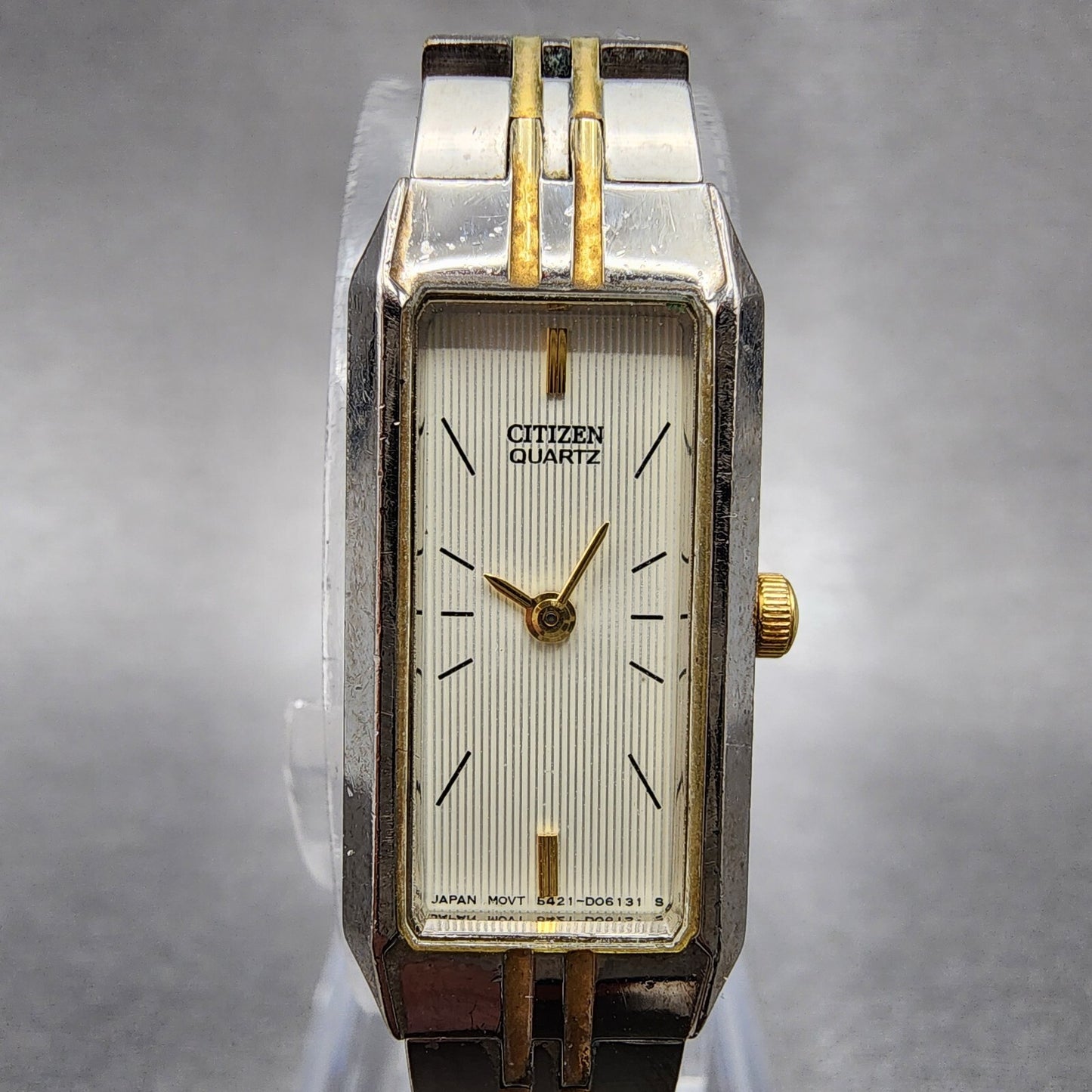 Citizen Tank Watch Women 13mm White Dial Two Tone Rectangle New Battery1