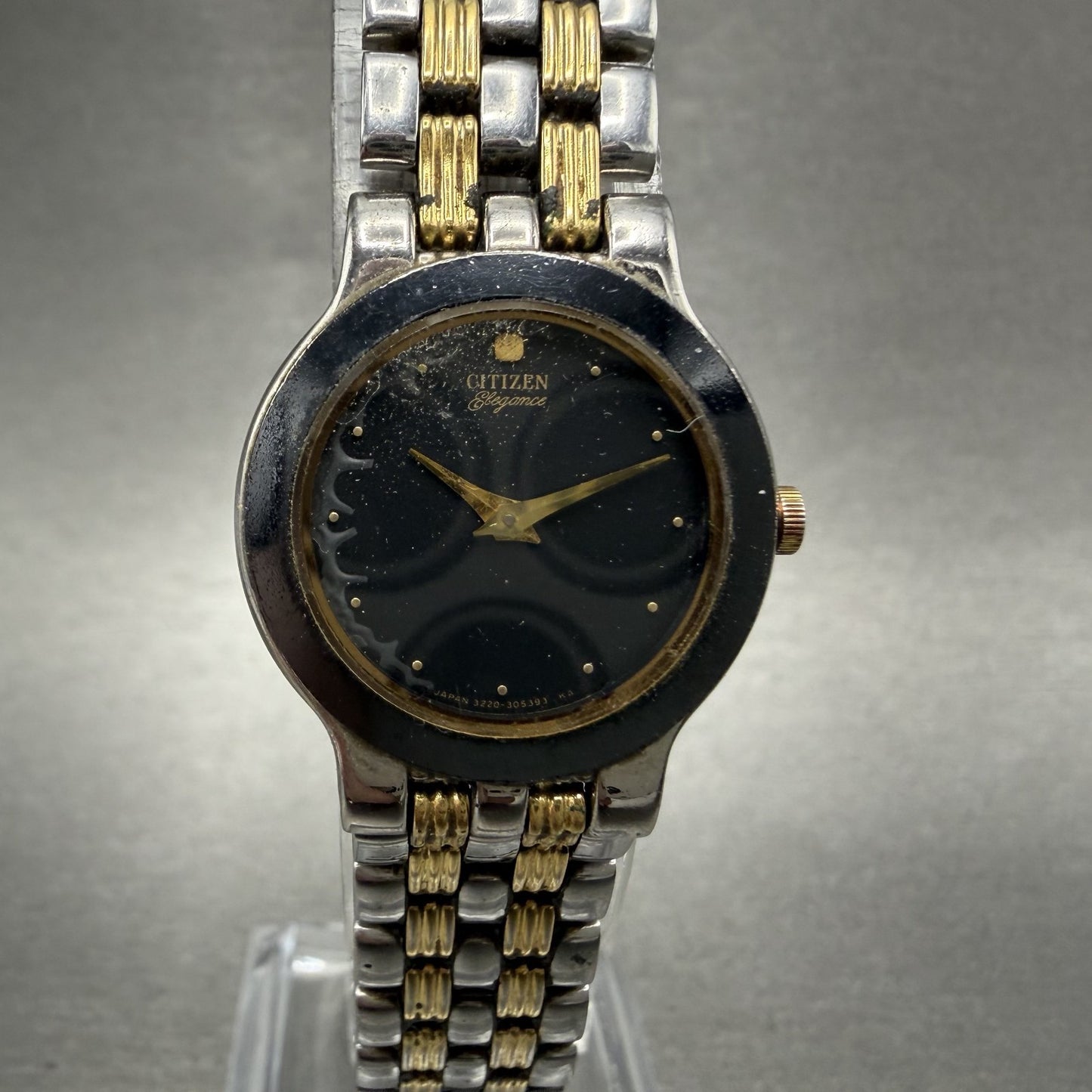 Citizen Elegance Watch Women 23mm Black Dial Two Tone Round 3220325311 New Batt0