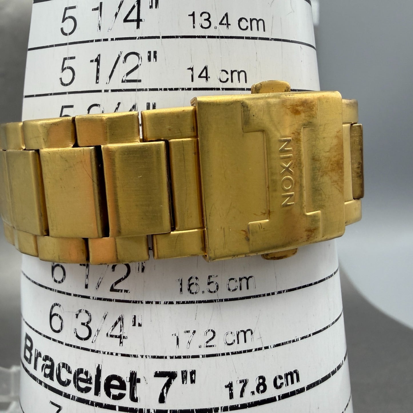 Nixon The Riot Watch Men 36mm Gold Dial Gold Tone Square New Battery10