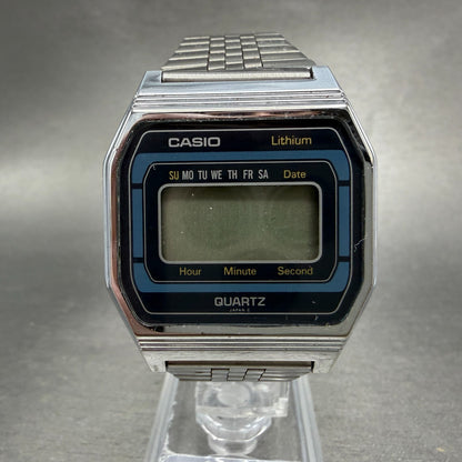 Casio 155-B817 Watch Men 34mm Digital Silver Tone Daydate Octagon PARTS0