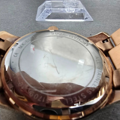 Michael Kors Runway Watch Women 45mm Pink Dial Rose Gold Tone MK-5661 NewBattery9