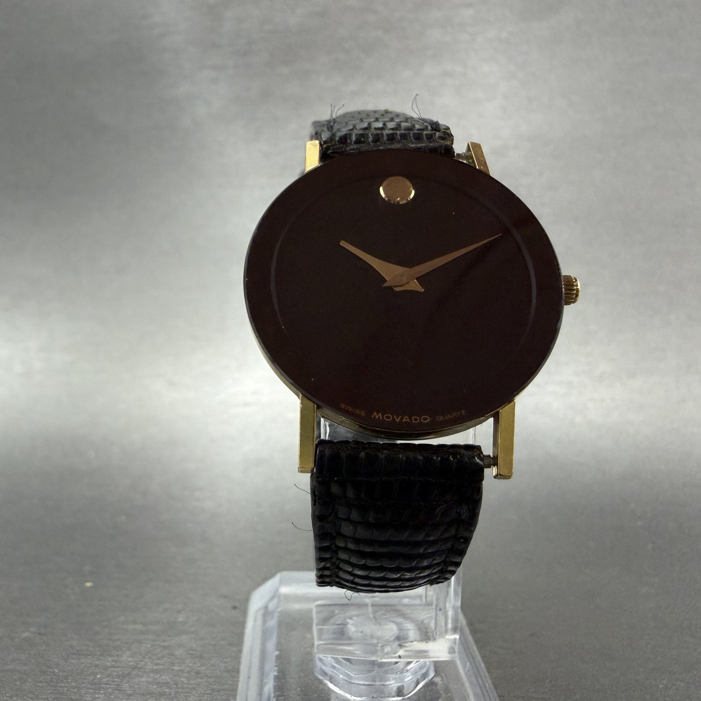 Movado Museum Watch Men 31mm Black Dial Gold Tone Round 8740882 New Battery5