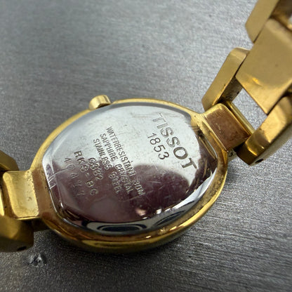 Tissot Watch Women 20mm White Dial Gold Tone Date Oval G332 New Battery10