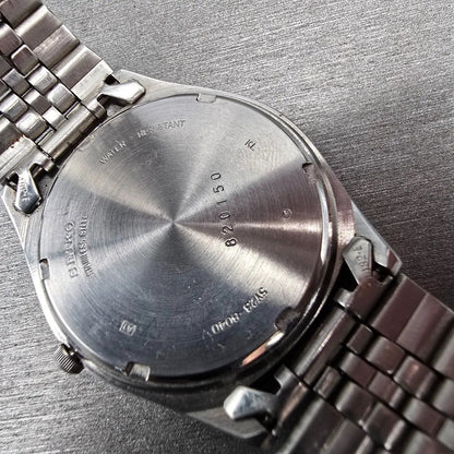 Seiko SQ Watch Men 35mm Black Dial Silver Tone Daydate Round 5Y23-8040 New Batt10