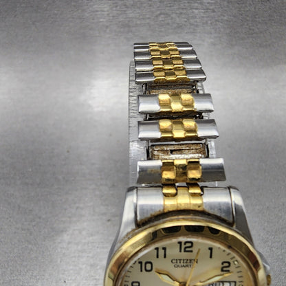 Citizen CQ Watch Women 25mm Cream Dial Two Tone Daydate Round New Battery4