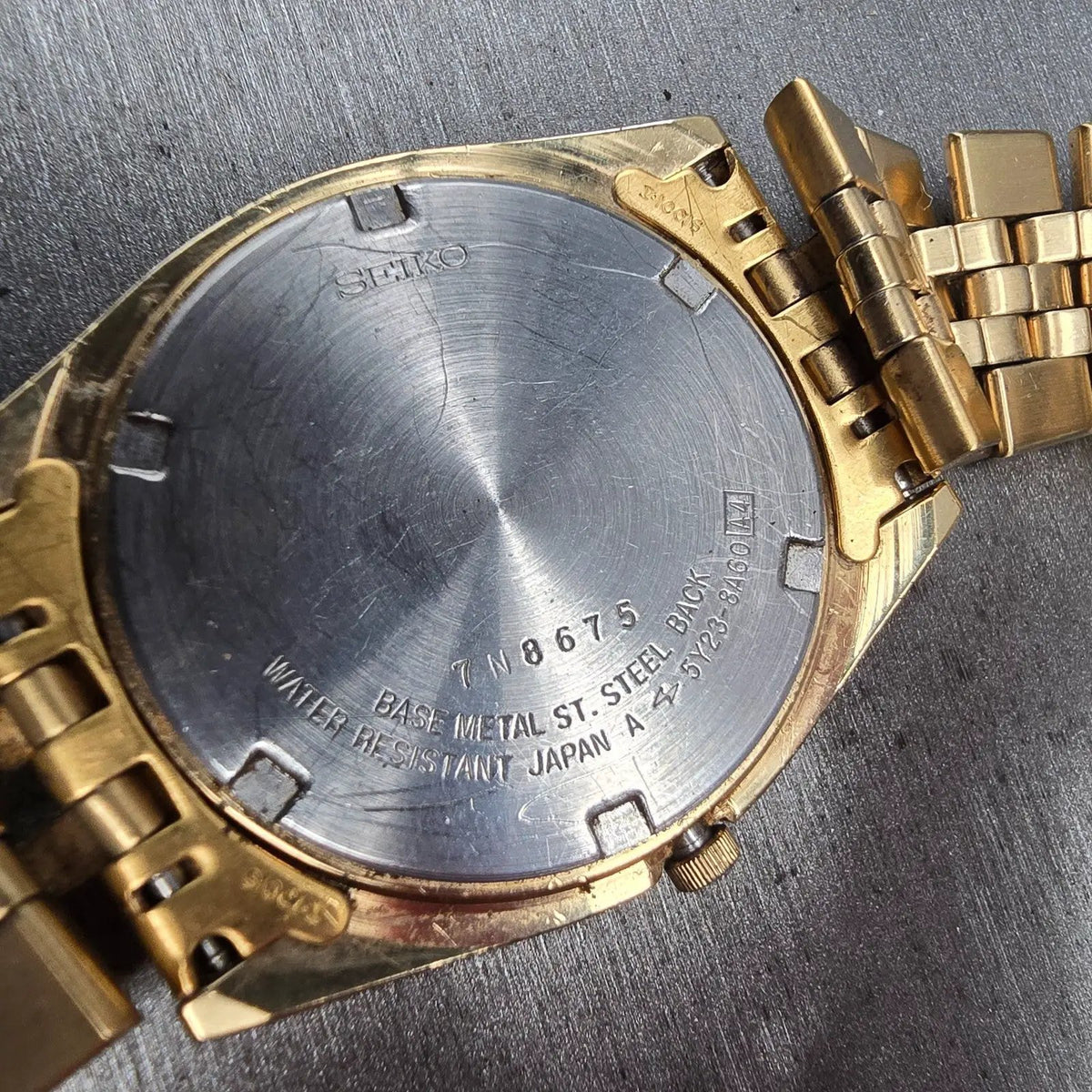 Seiko President Watch Men 36mm Gold Dial Gold Tone Daydate 5Y23-8A60 New Batt JP10