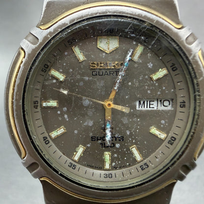 Seiko SQ Sports 150 Watch Men 36mm Gray Dial Two Tone Daydate 5H23-6219 PARTS2
