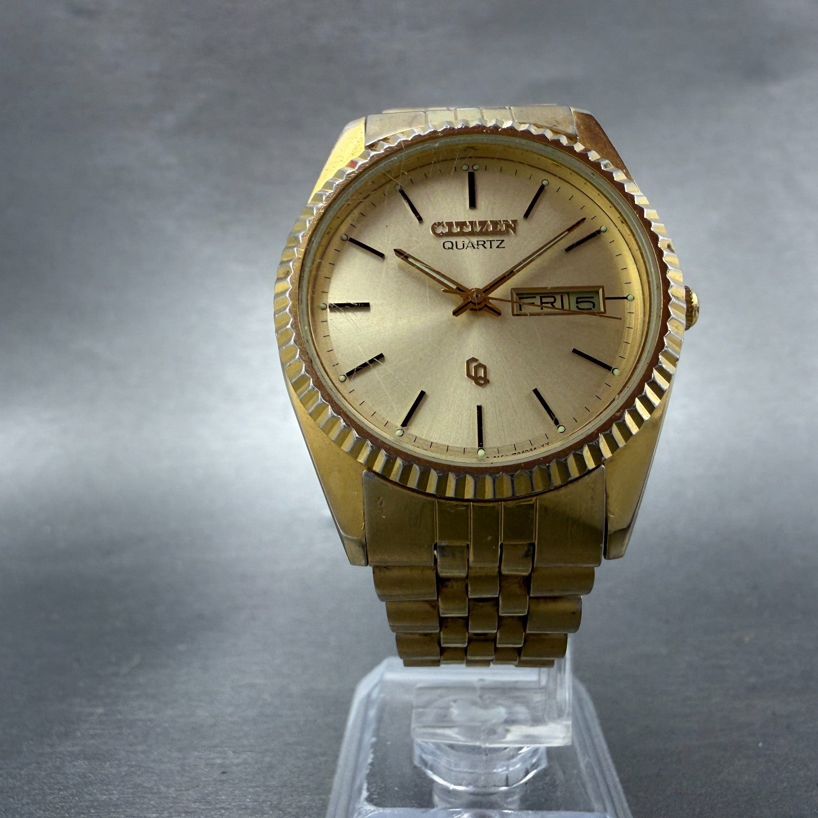 Citizen CQ President Watch Men 35mm Gold Dial Gold Tone Daydate 6101-915224 PART6