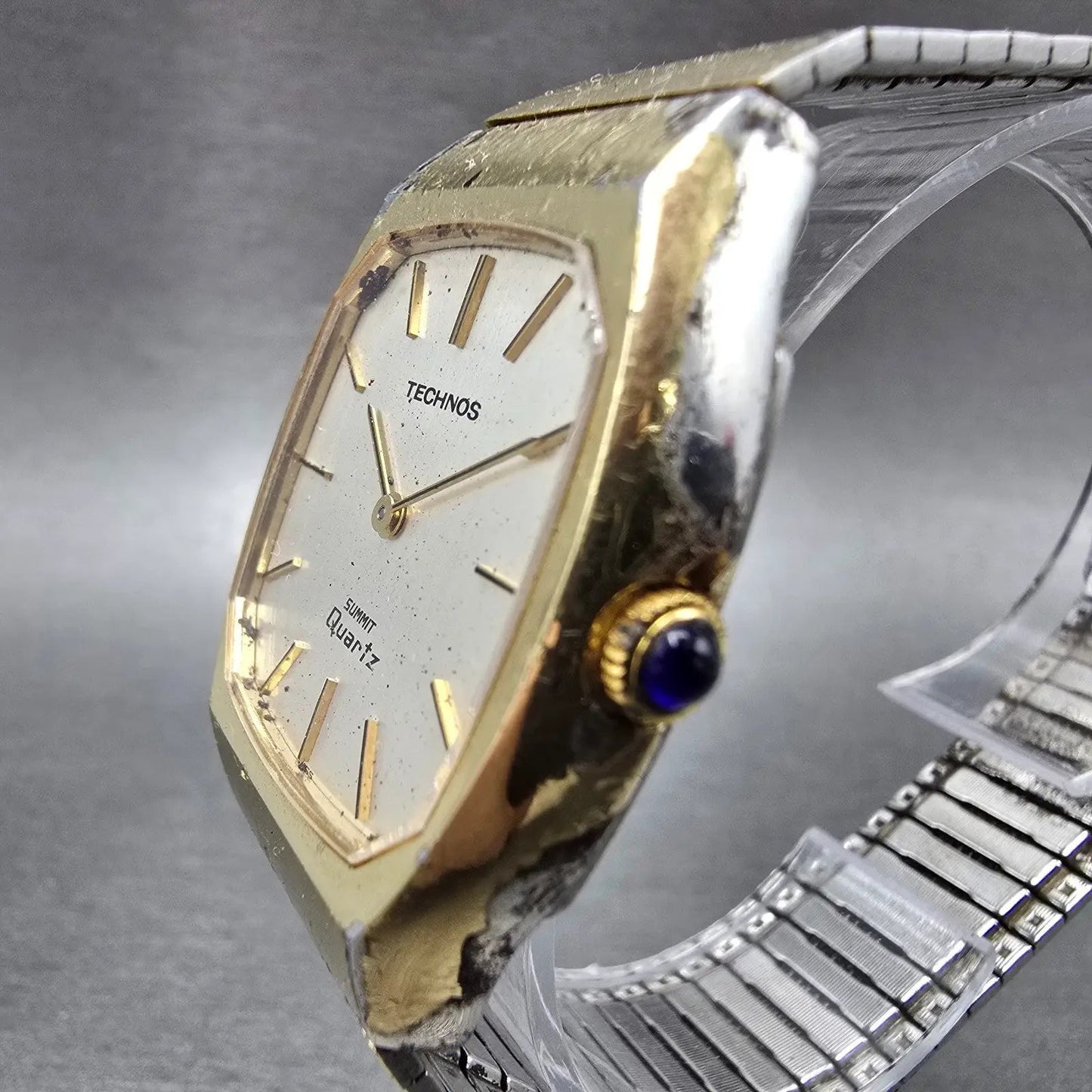 Technos Summit Watch Men 33mm White Dial Gold Tone Oval  Vintage PARTS3