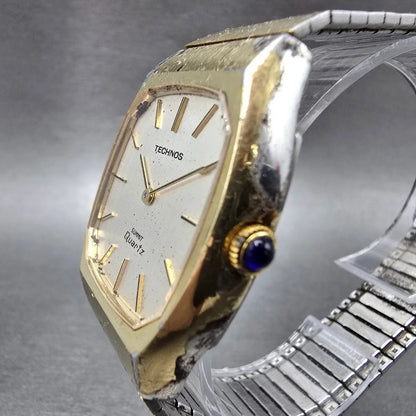 Technos Summit Watch Men 33mm White Dial Gold Tone Oval  Vintage PARTS3