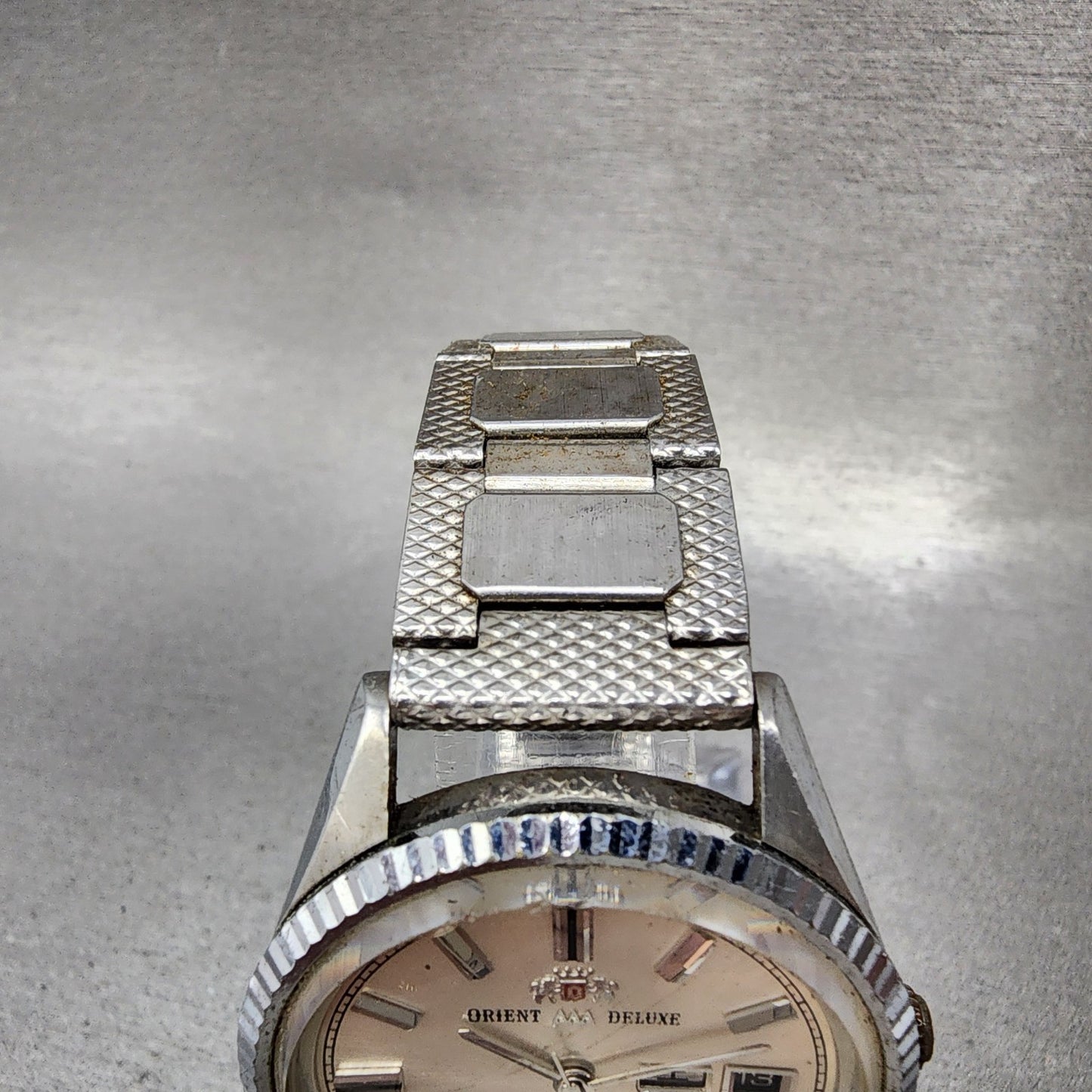 Orient AAA Deluxe Crystal Watch Men 36mm White Dial Silver Daydate READ!!!! Runs4