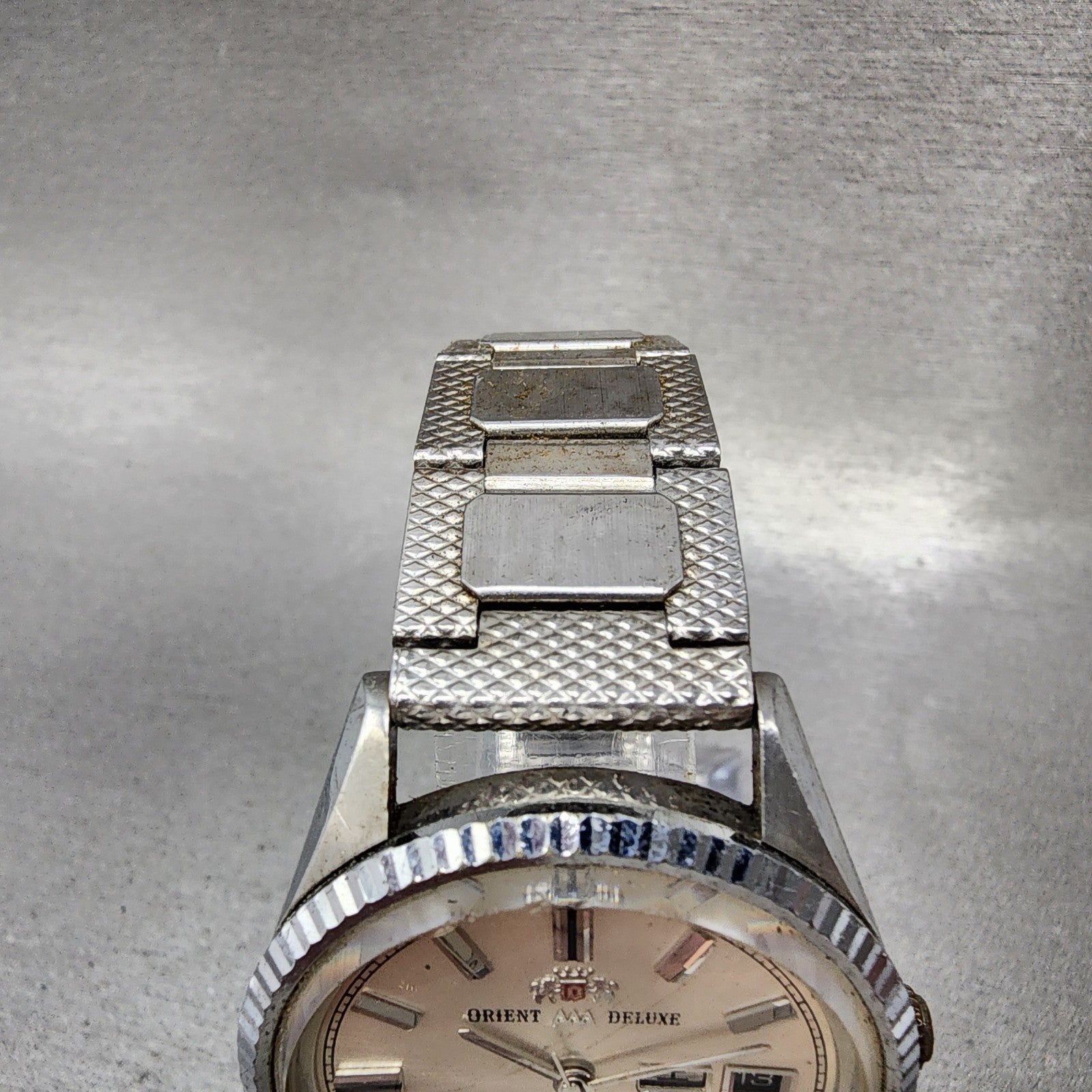 Orient AAA Deluxe Crystal Watch Men 36mm White Dial Silver Daydate READ!!!! Runs4