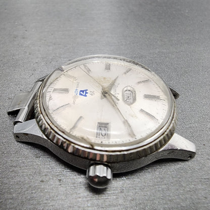 Citizen Autodater Watch Men 39mm White Dial Steel Daydate Automatic 1402at Runs1