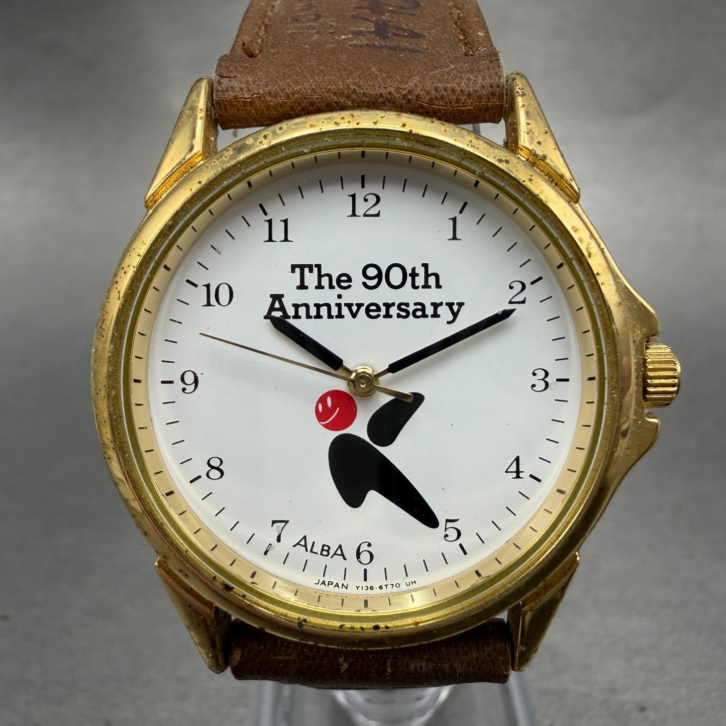 Seiko Alba Watch Men 33mm White Dial Gold Tone Round Y136-6C10 New Battery VTG0