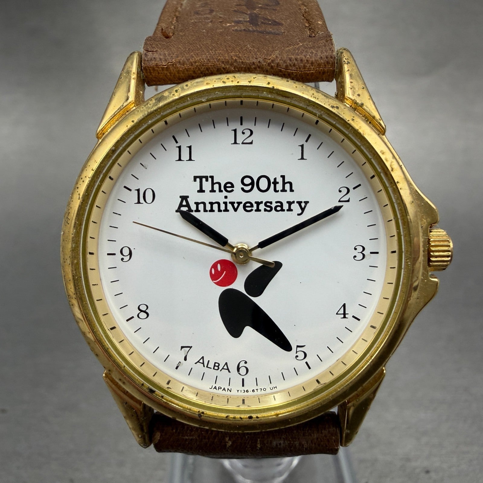 Seiko Alba Watch Men 33mm White Dial Gold Tone Round Y136-6C10 New Battery VTG0