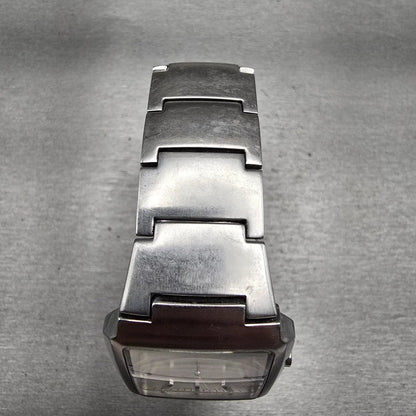 Seiko Watch Men 32mm Silver Dial Silver Tone Date Rectangle 7N32-0AL0 New Batt4