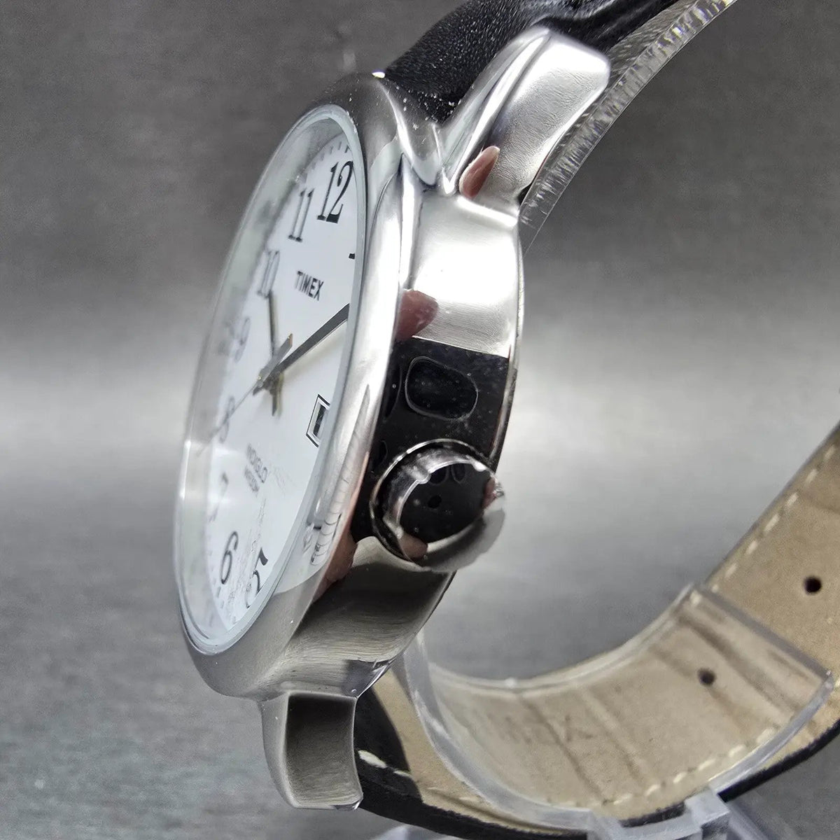 Timex Easy Reader Watch Men 35mm White Dial Silver Round Date New Battery 342