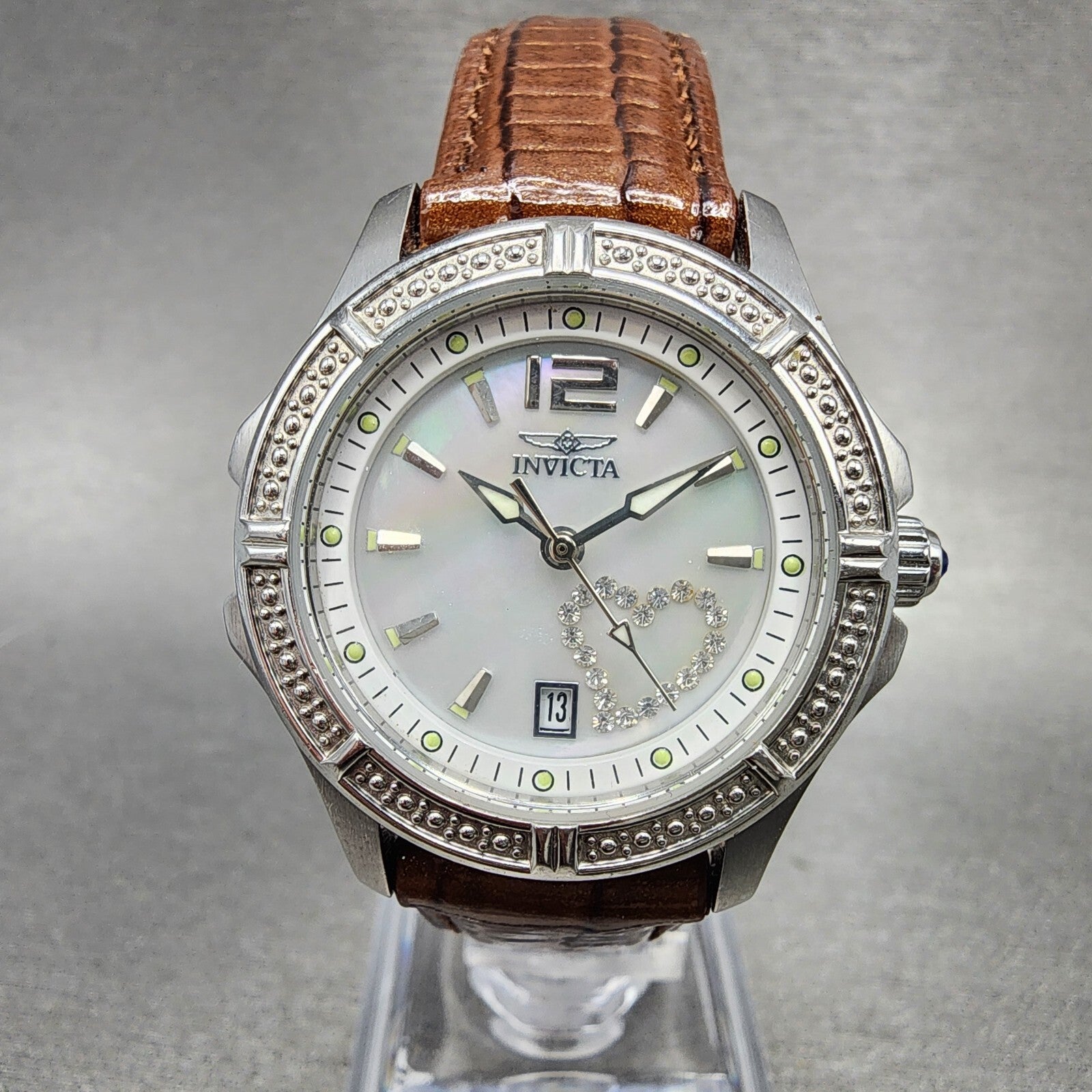 Invicta Wildflower Watch Women 31mm MOP Dial Steel Date Round 0688 New Battery0