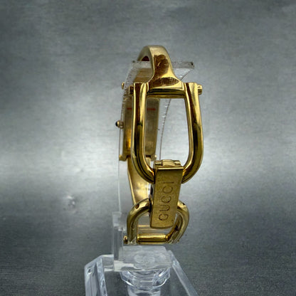 Gucci 1500L Tank Watch Women 12mm MOP Dial Gold Rectangle Bangle New battery ABC7