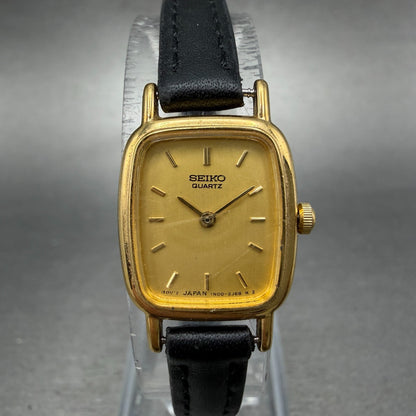 Seiko Watch Women 18mm Champagne Dial Gold Tone Rectangle 1N00-5K29 New BatteryG0