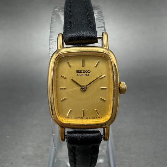 Seiko Watch Women 18mm Champagne Dial Gold Tone Rectangle 1N00-5K29 New BatteryG0