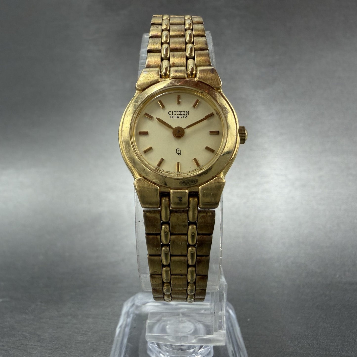 Citizen CQ Watch Women 20mm Champagne Dial Gold Tone Round 3220-K02791 New Batt6