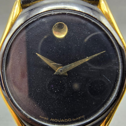 Movado Museum Watch Men 33mm Black Dial Black & Gold Tone 87.E2.860.2 New Batt J1