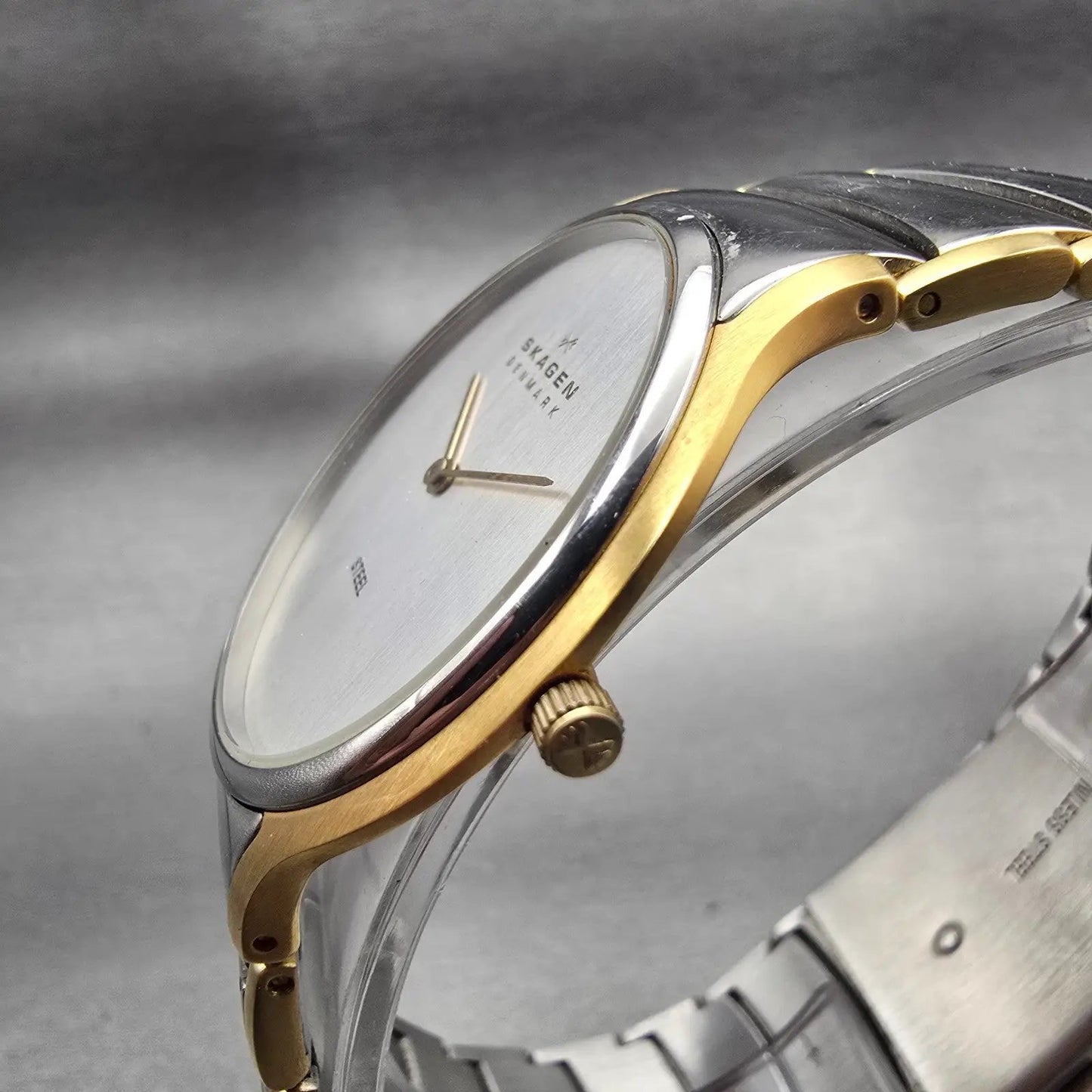 Skagen Denmark Watch Men 38mm Silver Dial Two Tone Round 256GLX New Battery6