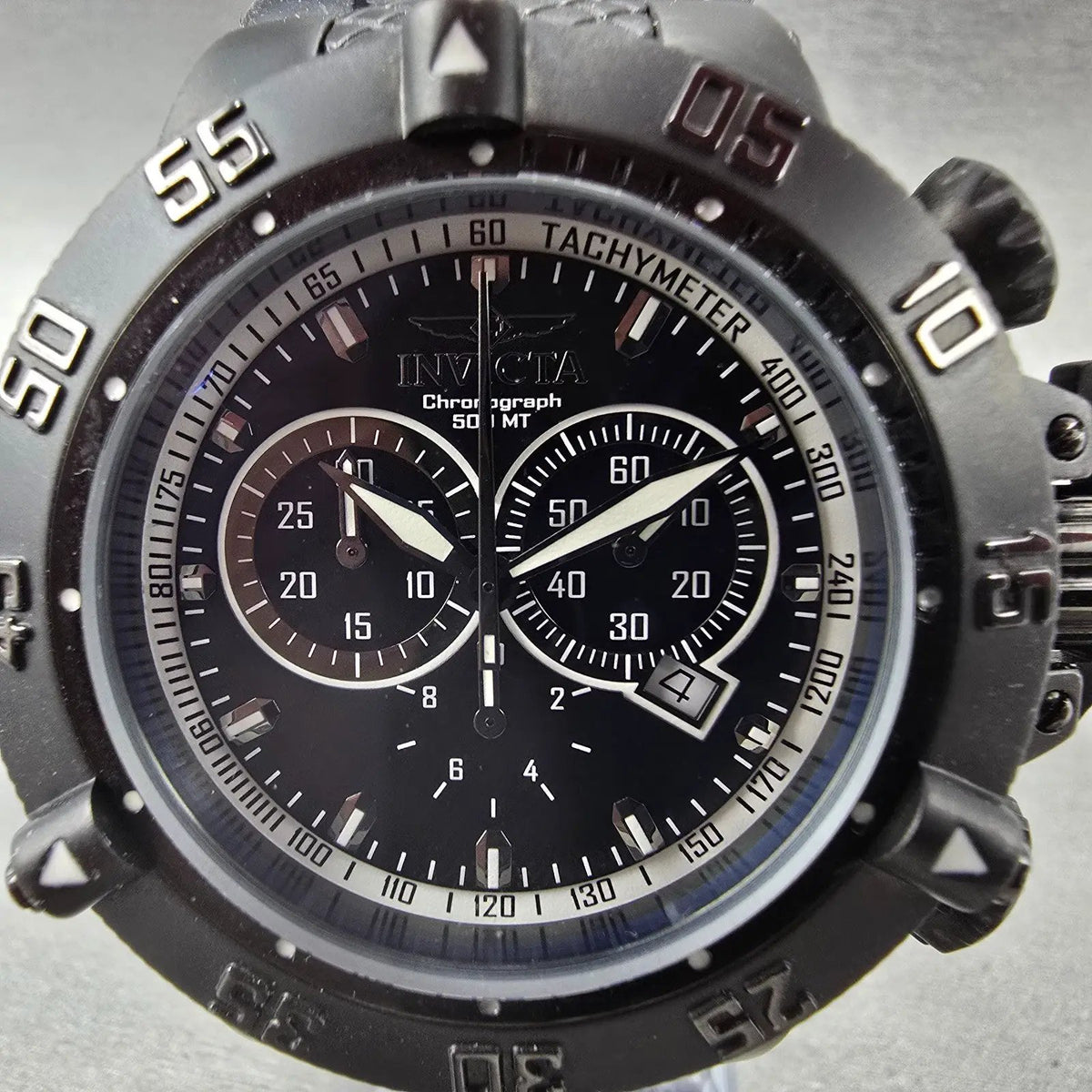 Invicta Reserve Sub Aqua Chrono Watch Men 50mm Black Dial Black Date 5508 Works1