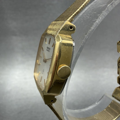 Seiko Watch Women 20mm Silver Dial Gold Tone Rectangle 16-5320 New Battery2
