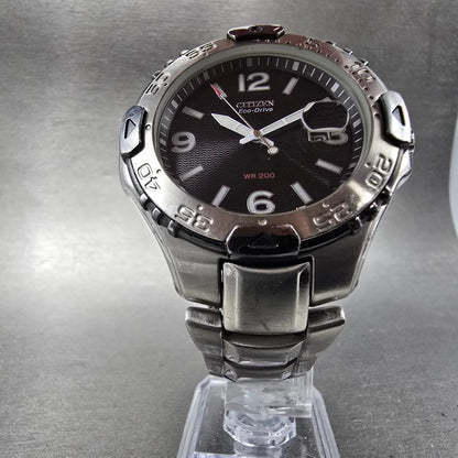 Citizen Eco-Drive Dive Watch Men 45mm Black Dial Silver Tone Date Runs5
