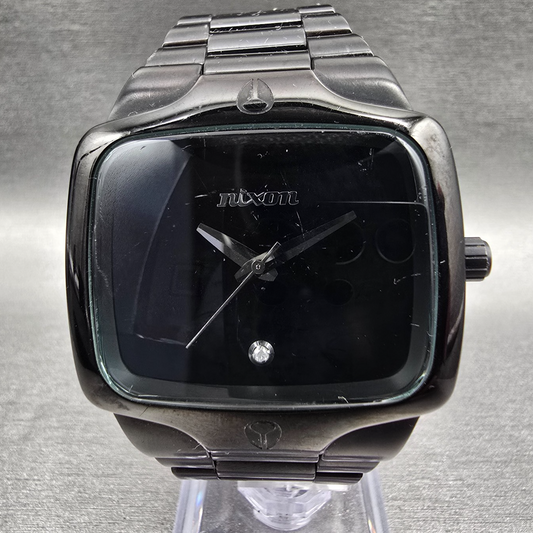 Nixon The Player Watch Men 40mm Black Dial Black Tone Rectangle New Battery0