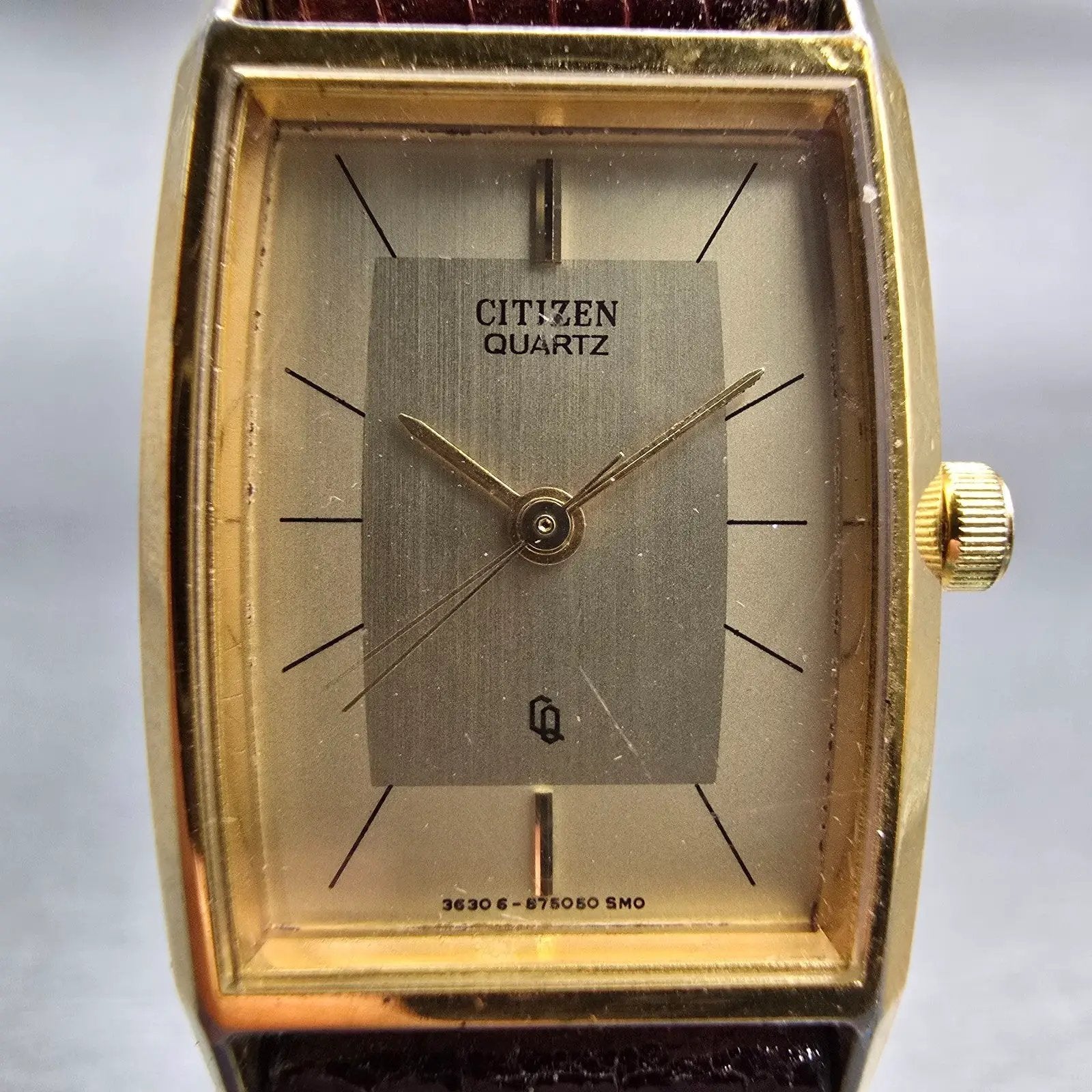 Citizen CQ Watch Women 19mm Gold Dial Gold Tone Rectangle 3630-890671 New Batt1