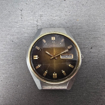 Seiko Automatic Watch Men 37mm Brown Dial Two Tone Daydate 6309-8099 PARTS VTG0