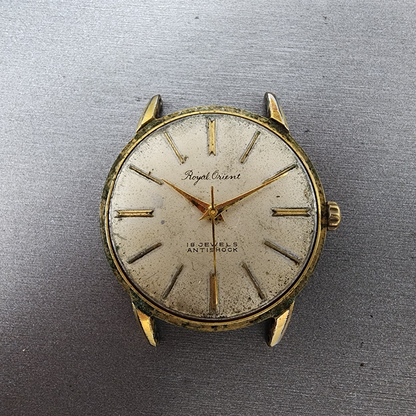 Royal Orient Watch Men 36mm Cream Dial Gold Filled Manual Wind Runs NO CRYSTAL0